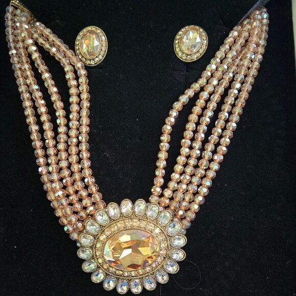 Heidi Daus NWOT Vintage Rare Dazzling Delight Crystal Statement Necklace Earring - Picture 1 of 5
